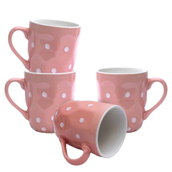 Set of 4 cups, Cesiro, 180 ml, Pink with white dots