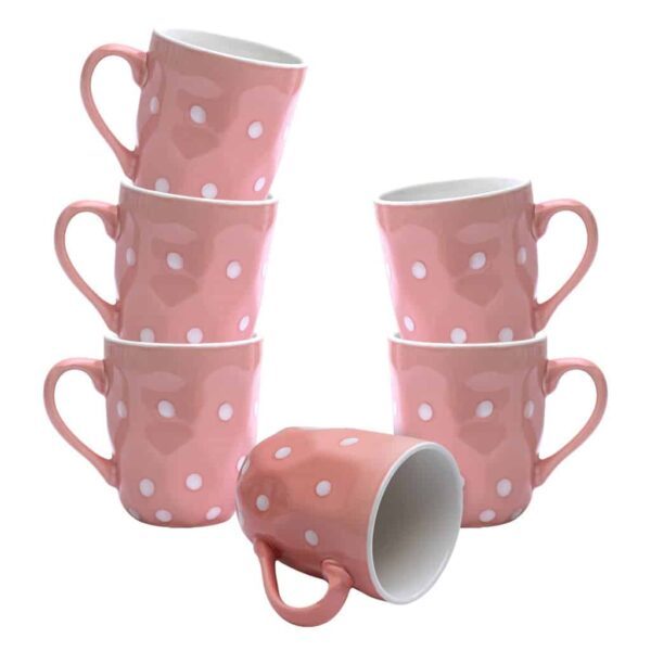 Set of 6 cups, Cesiro, 180 ml, Pink with white dots