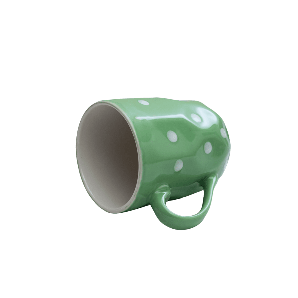 Set of 6 cups, Cesiro, 180 ml, Green with white dots