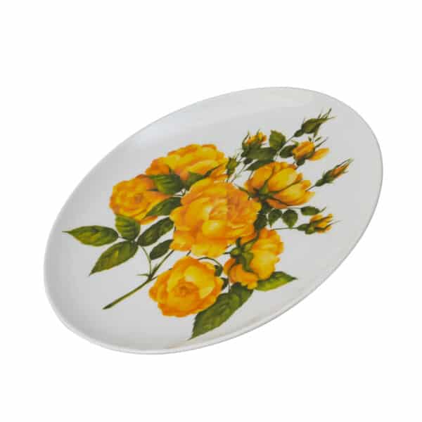 Dinner plate, Cesiro, 26 cm, White with yellow roses