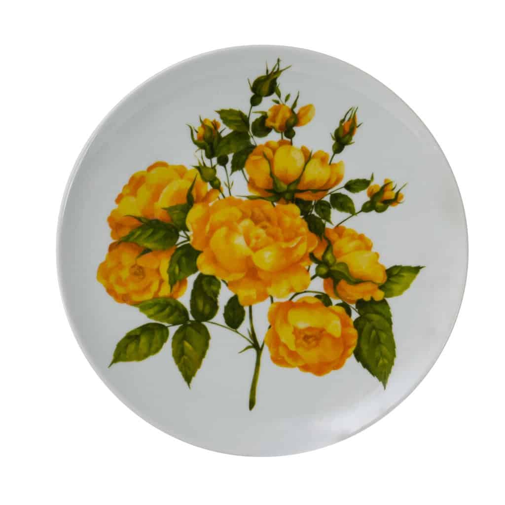 Set of 6 dinner plates, Cesiro, 26 cm, White with yellow roses