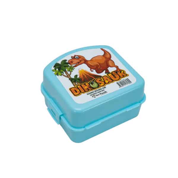 Food box, Cesiro, 3 compartments, Blue with dinosaur