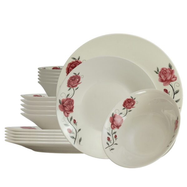 Dinnerware Set, 24 pieces, for 8 people, Cesiro, Ivory with pink rose